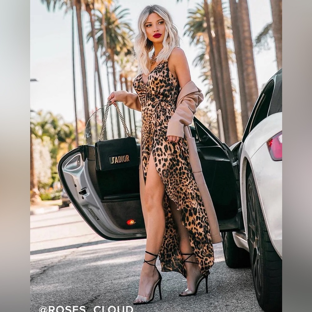 NEW Lulus Leopard Print Faux Wrap Midi/Maxi Dress. Sleeveless Women’s S